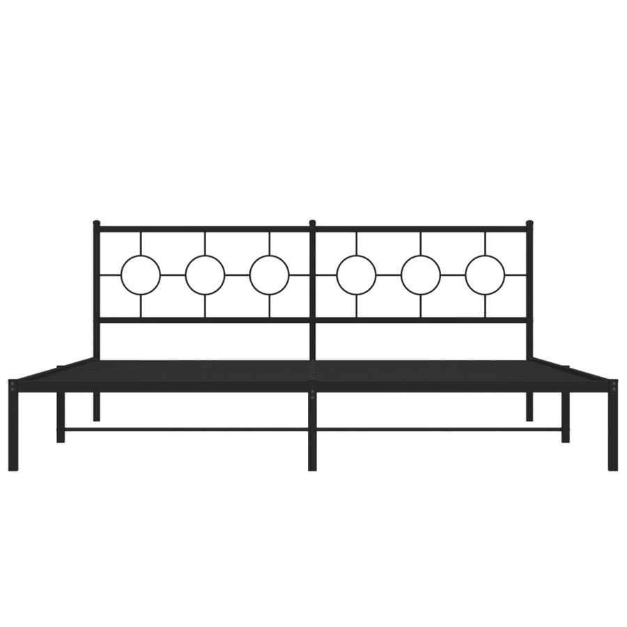 Bedframe Metaal Zwart 193 x 203 cm met hoofdbord
