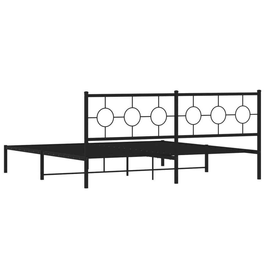 Bedframe Metaal Zwart 193 x 203 cm met hoofdbord
