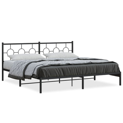 Bedframe Metaal Zwart 193 x 203 cm met hoofdbord