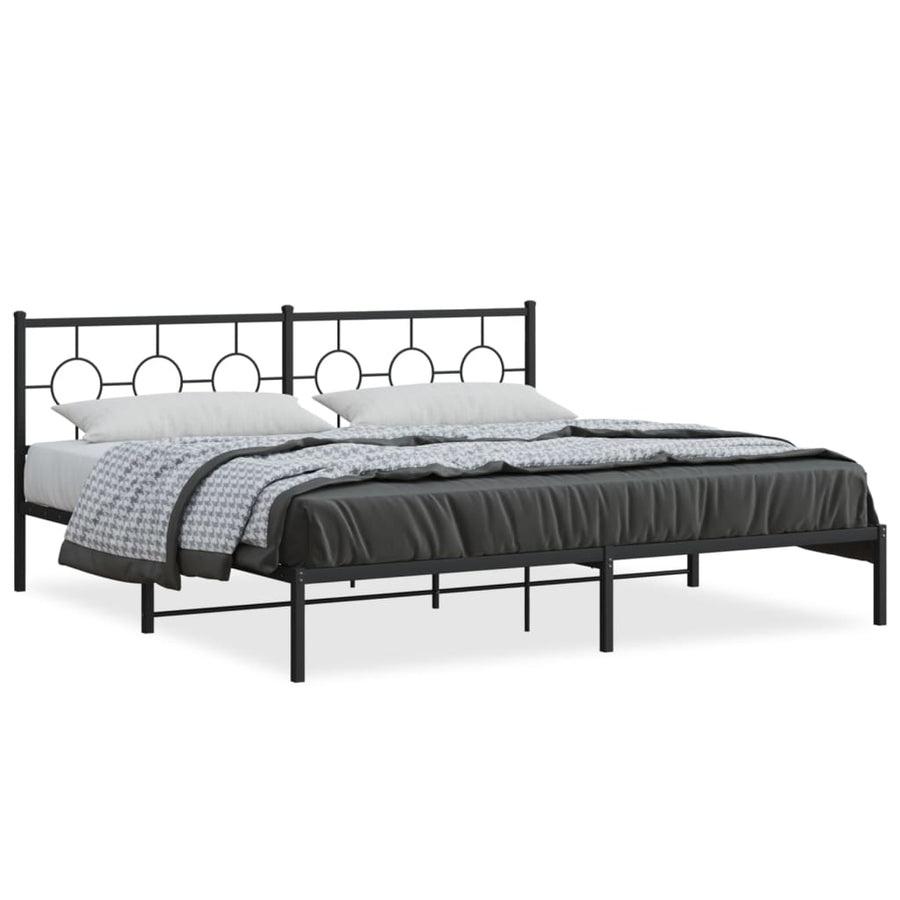 Bedframe Metaal Zwart 193 x 203 cm met hoofdbord