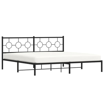 Bedframe Metaal 200X200 Cm Zwart 200 x 200cm met hoofdbord