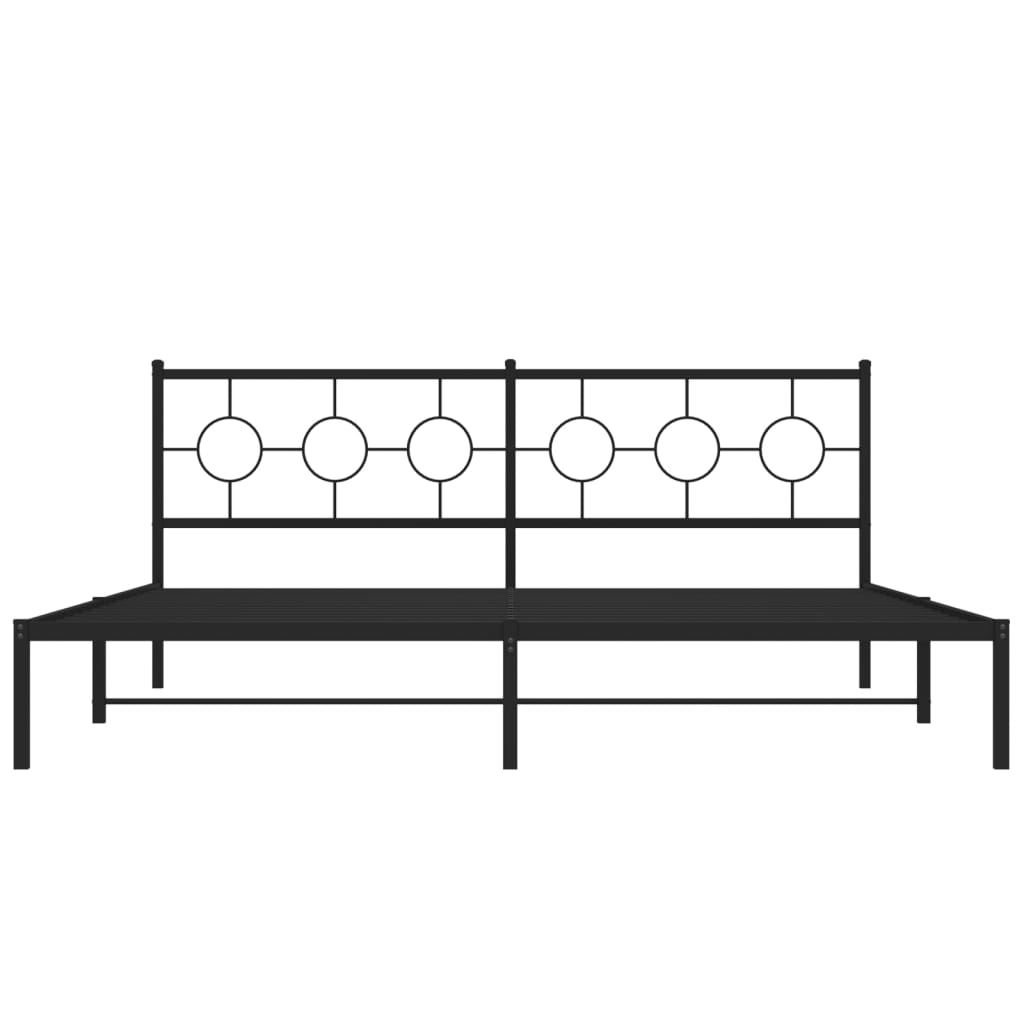 Bedframe Metaal 200X200 Cm Zwart 200 x 200cm met hoofdbord