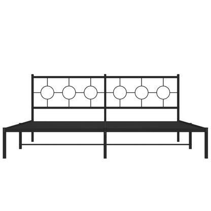Bedframe Metaal 200X200 Cm Zwart 200 x 200cm met hoofdbord
