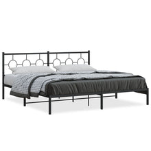 Bedframe Metaal 200X200 Cm Zwart 200 x 200cm met hoofdbord