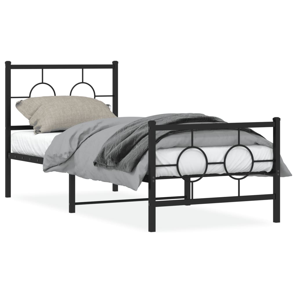Bedframe Met Hoofd- En Voeteneinde Metaal 75 x 190 cm Zwart