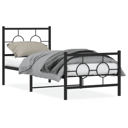 Bedframe Met Hoofd- En Voeteneinde Metaal 75 x 190 cm Zwart