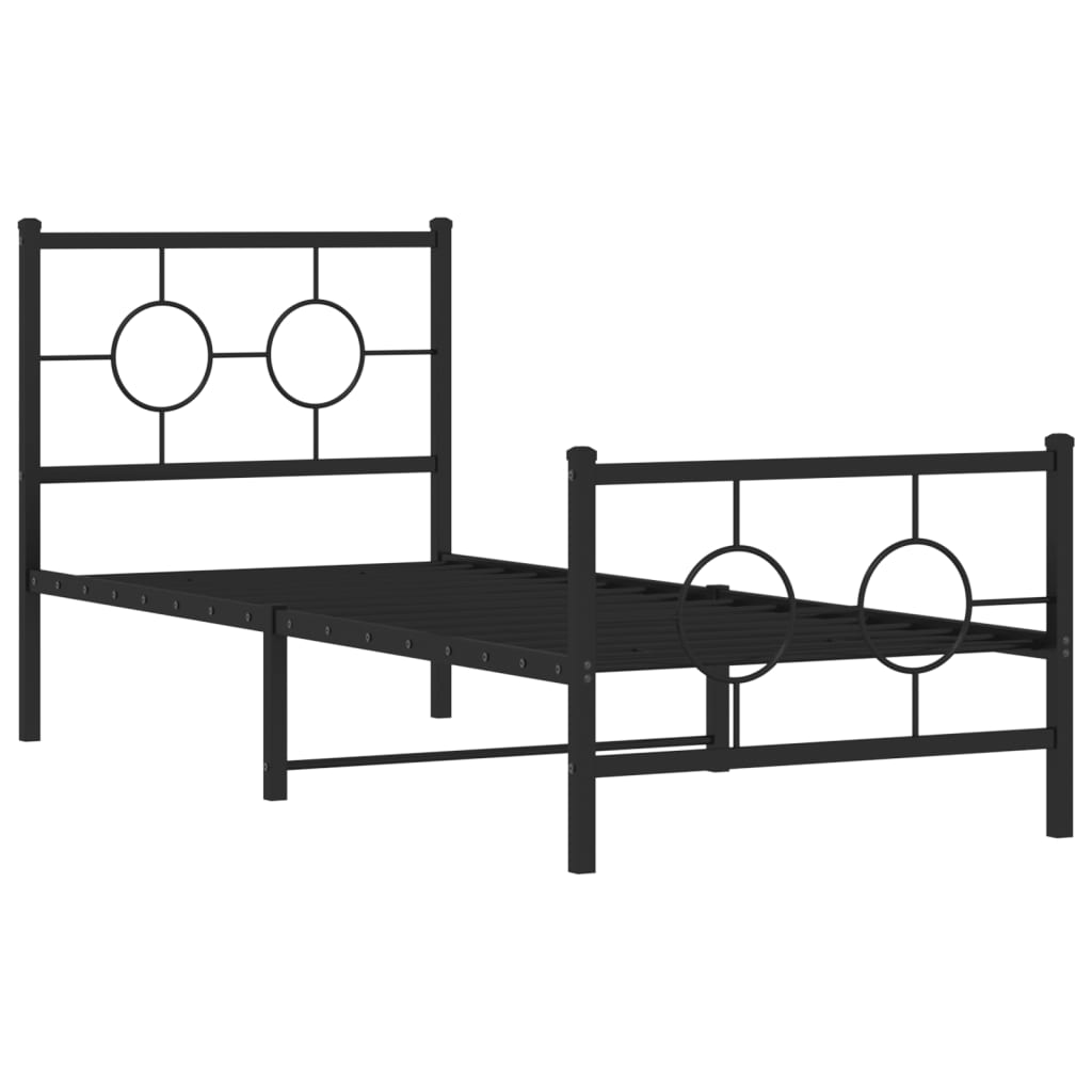 Bedframe Met Hoofd- En Voeteneinde Metaal 75 x 190 cm Zwart