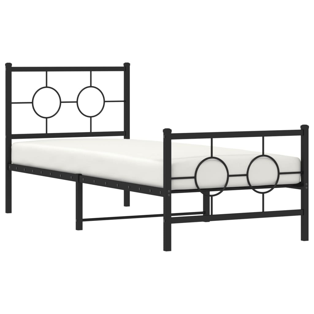 Bedframe Met Hoofd- En Voeteneinde Metaal 75 x 190 cm Zwart