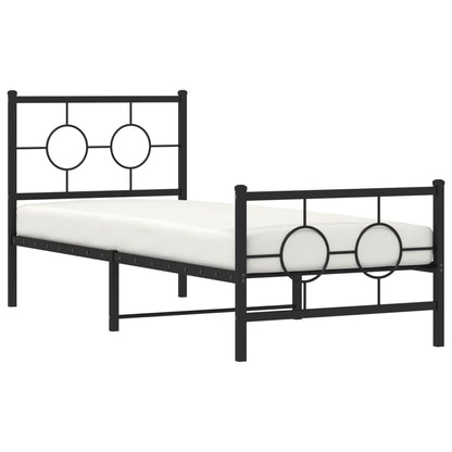 Bedframe Met Hoofd- En Voeteneinde Metaal 75 x 190 cm Zwart