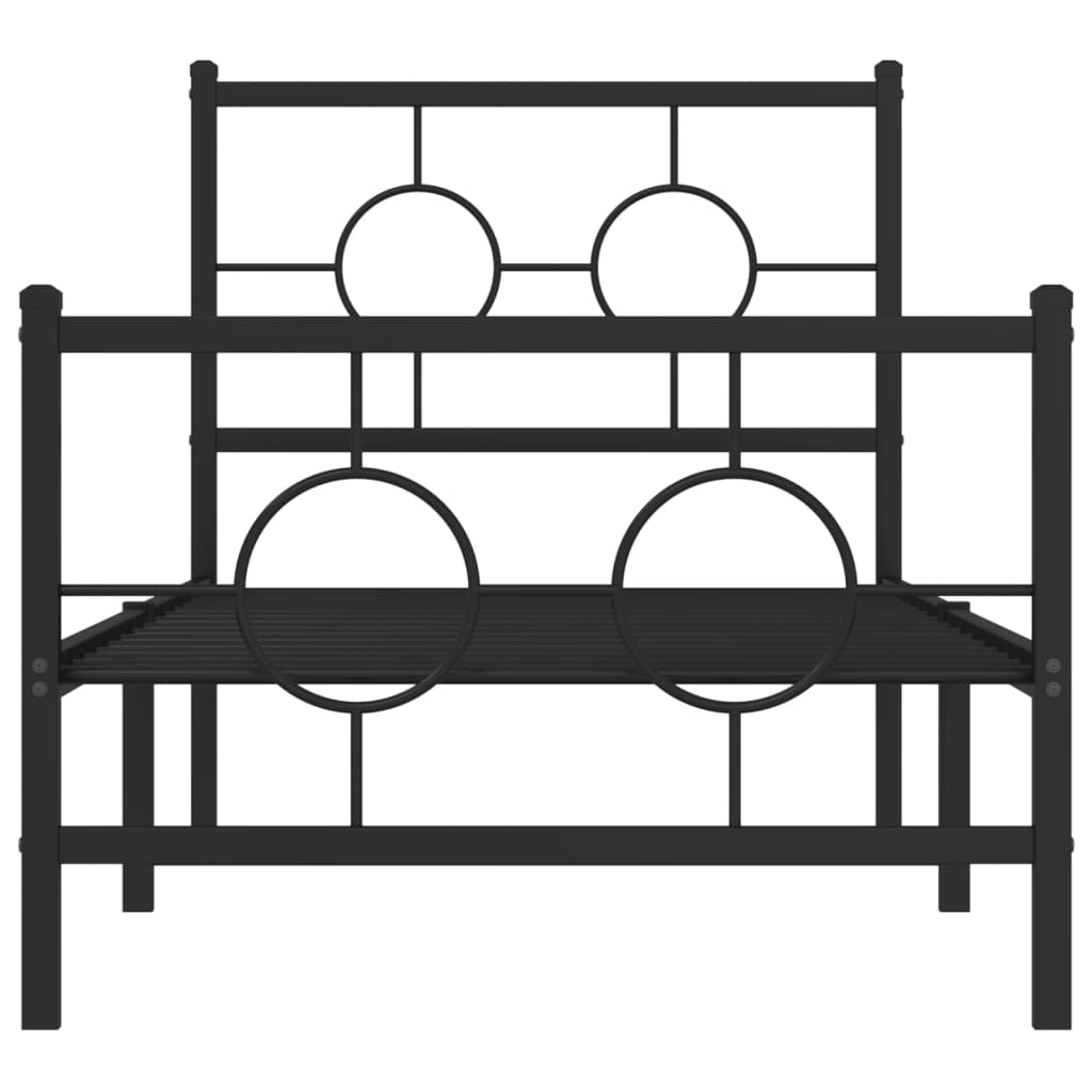 Bedframe Met Hoofd- En Voeteneinde Metaal 75 x 190 cm Zwart