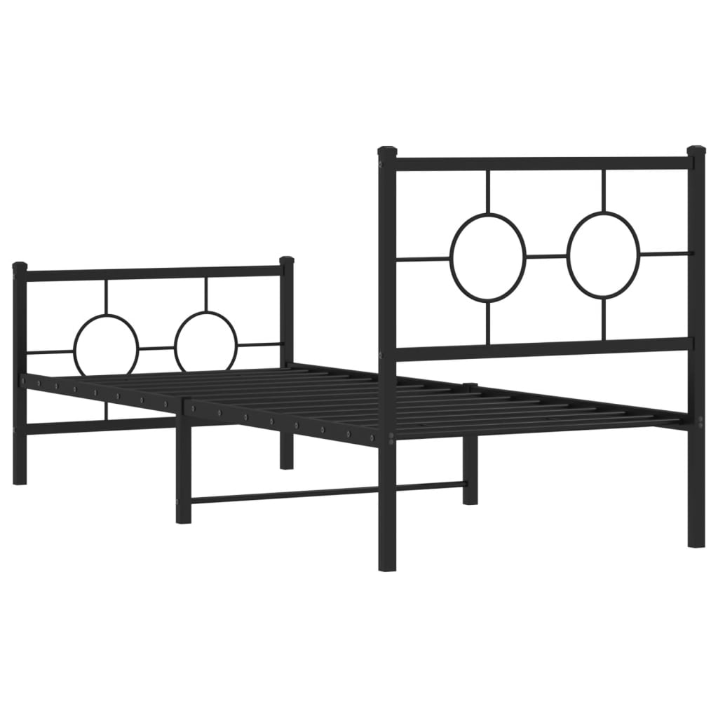 Bedframe Met Hoofd- En Voeteneinde Metaal 75 x 190 cm Zwart