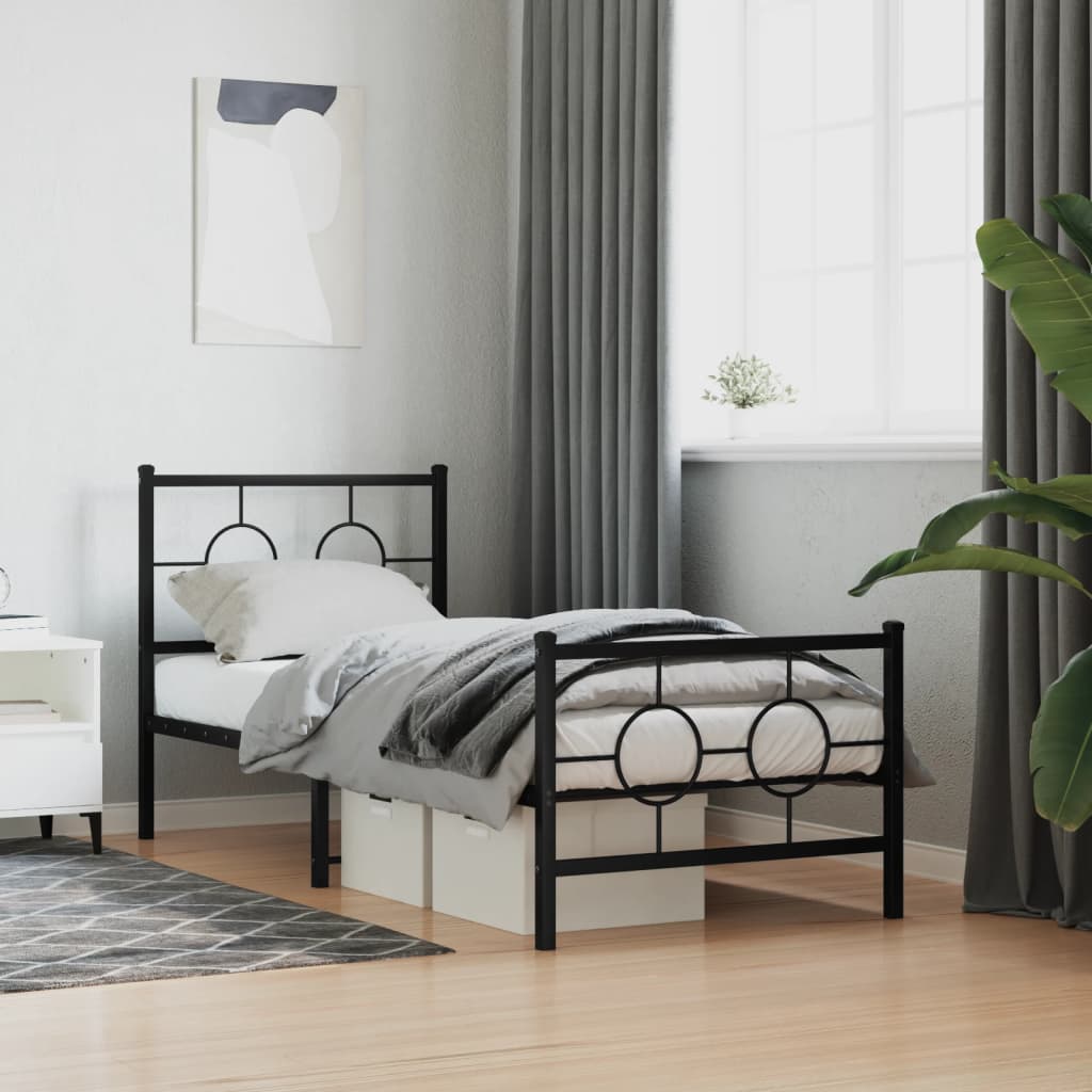 Bedframe Met Hoofd- En Voeteneinde Metaal 75 x 190 cm Zwart