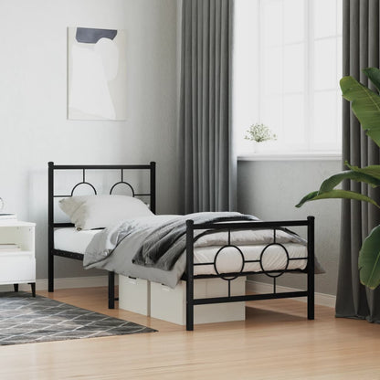 Bedframe Met Hoofd- En Voeteneinde Metaal 75 x 190 cm Zwart