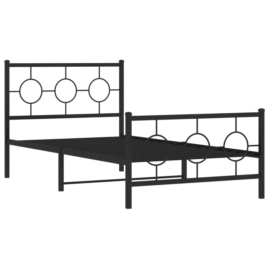 Bedframe Met Hoofd- En Voeteneinde Metaal Zwart 100 x 190 cm met hoofdbord & voetbord