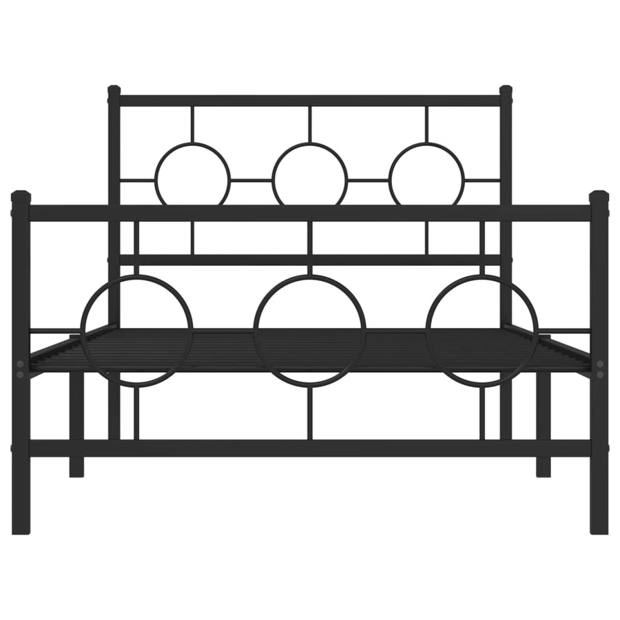 Bedframe Met Hoofd- En Voeteneinde Metaal Zwart 100 x 190 cm met hoofdbord & voetbord