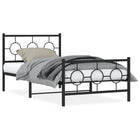 Bedframe Met Hoofd- En Voeteneinde Metaal Zwart 100 x 190 cm met hoofdbord & voetbord