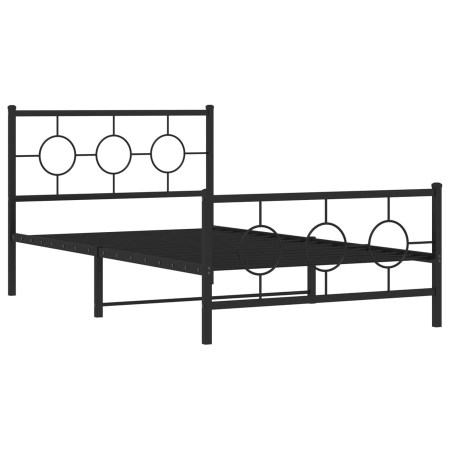Bedframe Met Hoofd- En Voeteneinde Metaal Zwart 107 x 203 cm met hoofdbord & voetbord