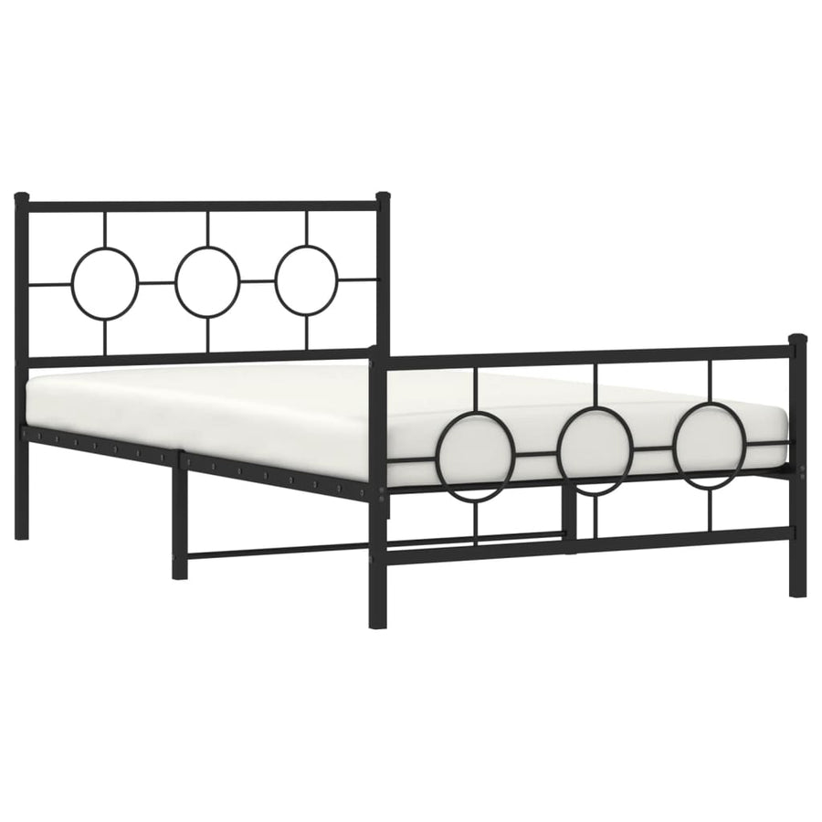 Bedframe Met Hoofd- En Voeteneinde Metaal Zwart 107 x 203 cm met hoofdbord & voetbord
