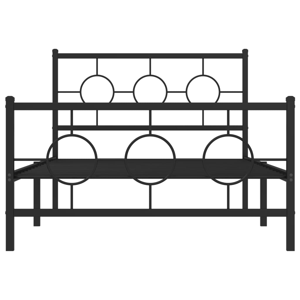 Bedframe Met Hoofd- En Voeteneinde Metaal Zwart 107 x 203 cm met hoofdbord & voetbord