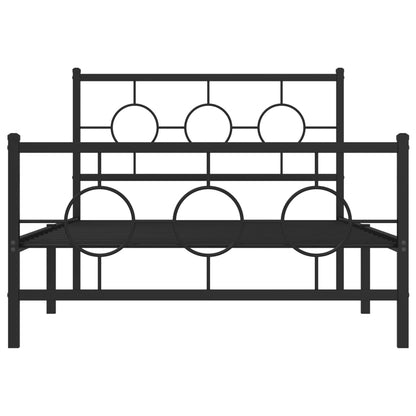 Bedframe Met Hoofd- En Voeteneinde Metaal Zwart 107 x 203 cm met hoofdbord & voetbord