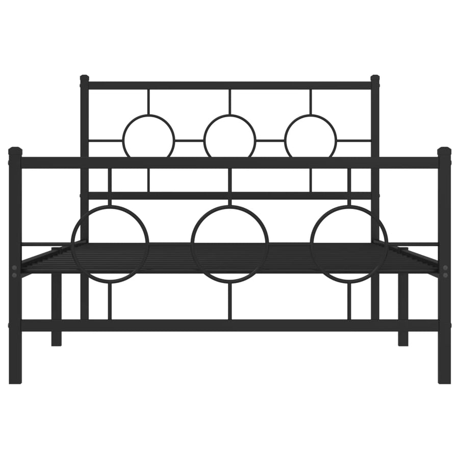 Bedframe Met Hoofd- En Voeteneinde Metaal Zwart 107 x 203 cm met hoofdbord & voetbord