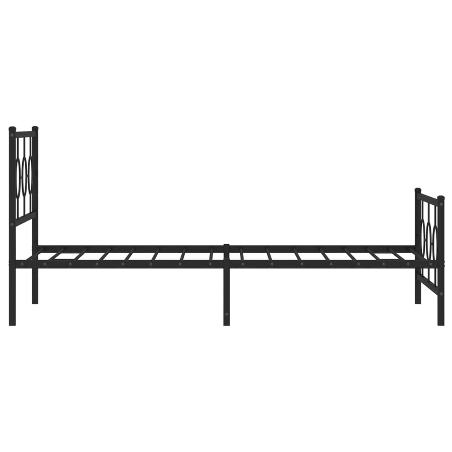 Bedframe Met Hoofd- En Voeteneinde Metaal Zwart 107 x 203 cm met hoofdbord & voetbord
