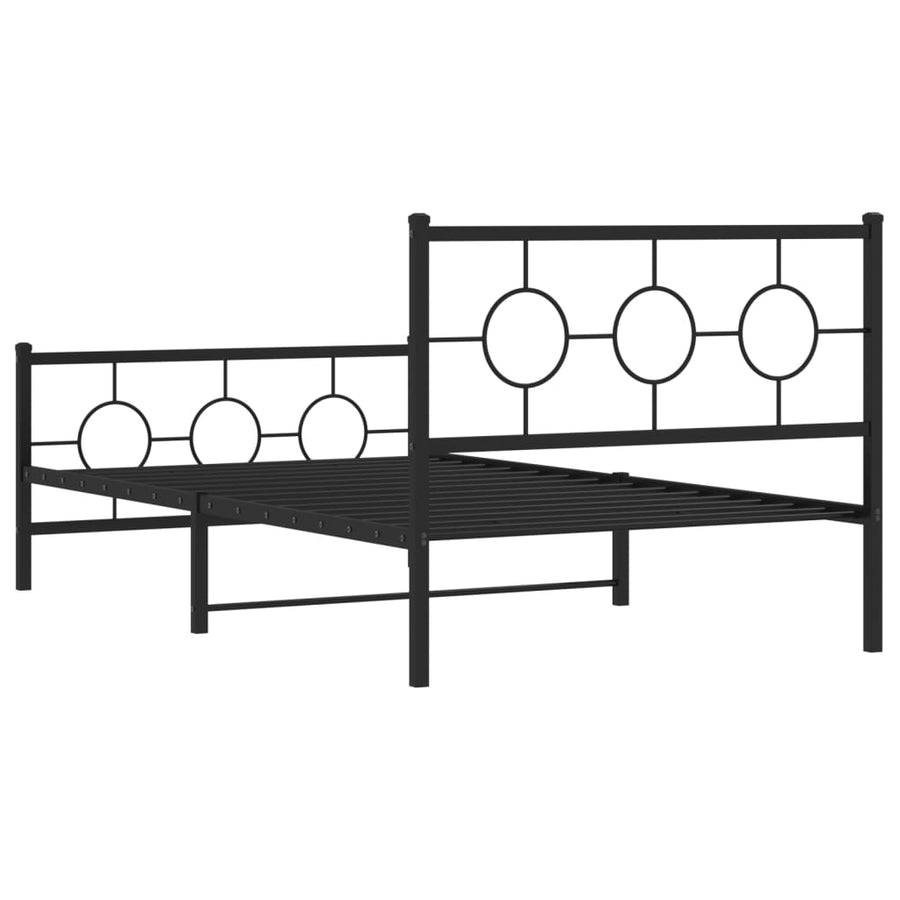 Bedframe Met Hoofd- En Voeteneinde Metaal Zwart 107 x 203 cm met hoofdbord & voetbord