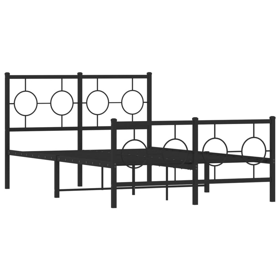 Bedframe Met Hoofd- En Voeteneinde Metaal Zwart 120 x 190 cm met hoofdbord & voetbord