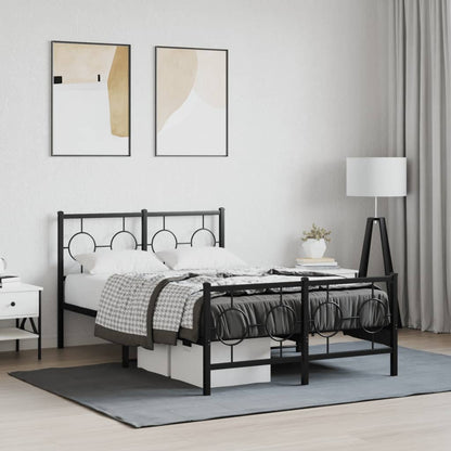Bedframe Met Hoofd- En Voeteneinde Metaal Zwart 120 x 190 cm met hoofdbord & voetbord