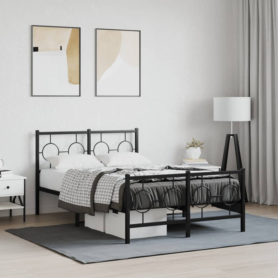 Bedframe Met Hoofd- En Voeteneinde Metaal Zwart 120 x 190 cm met hoofdbord & voetbord
