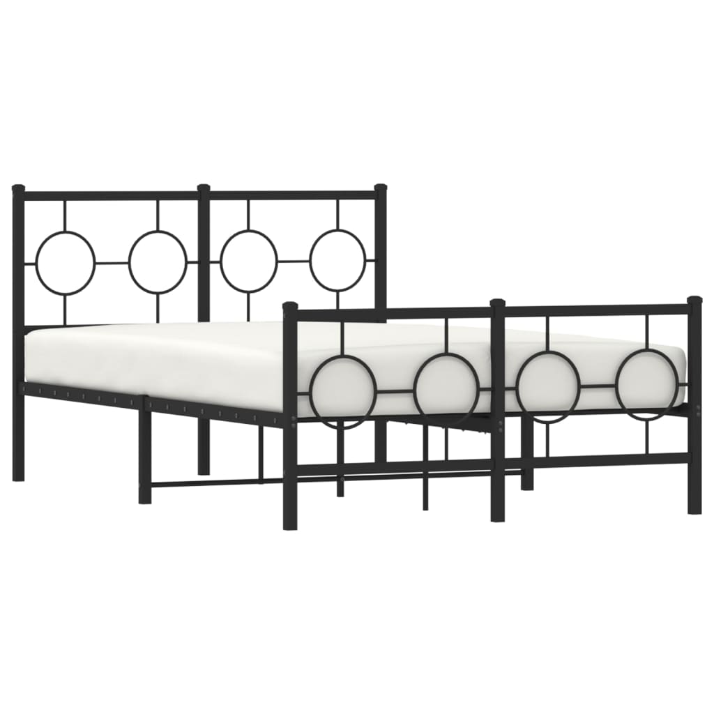 Bedframe Met Hoofd- En Voeteneinde Metaal Zwart 120 x 190 cm met hoofdbord & voetbord