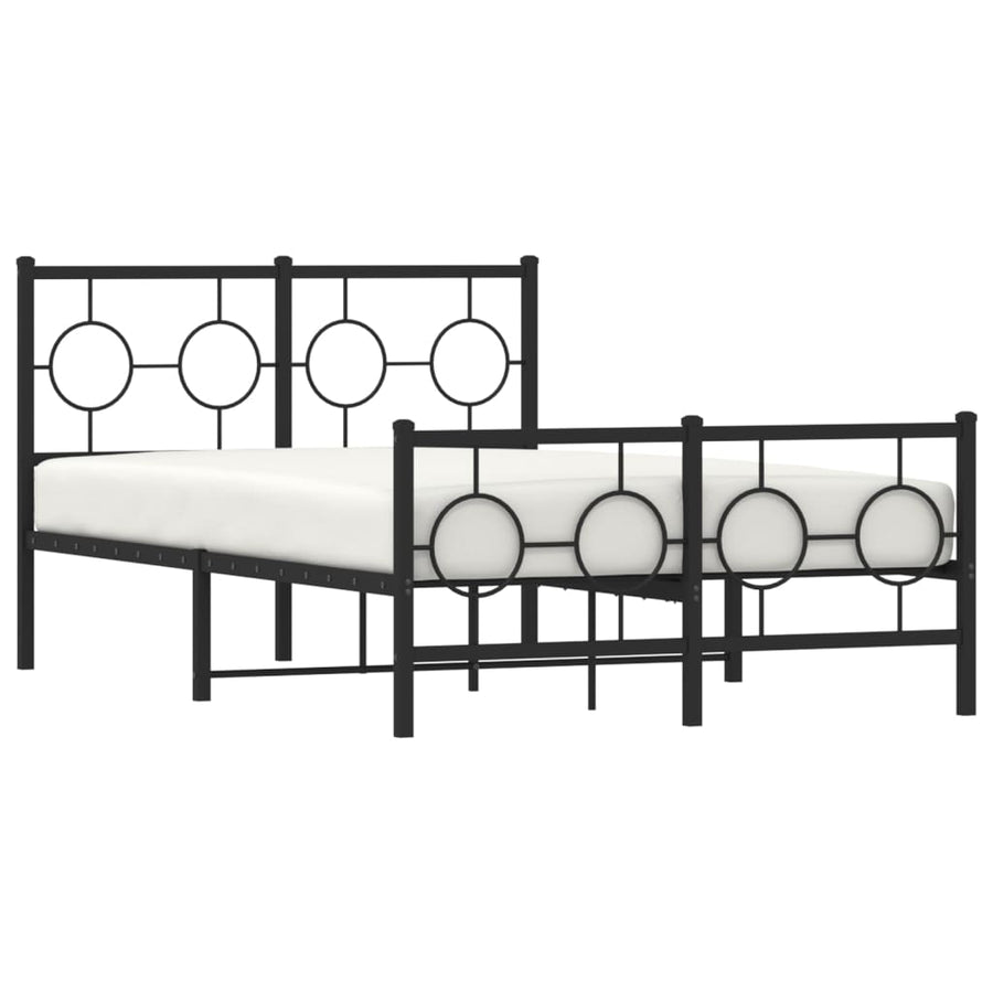 Bedframe Met Hoofd- En Voeteneinde Metaal Zwart 120 x 190 cm met hoofdbord & voetbord