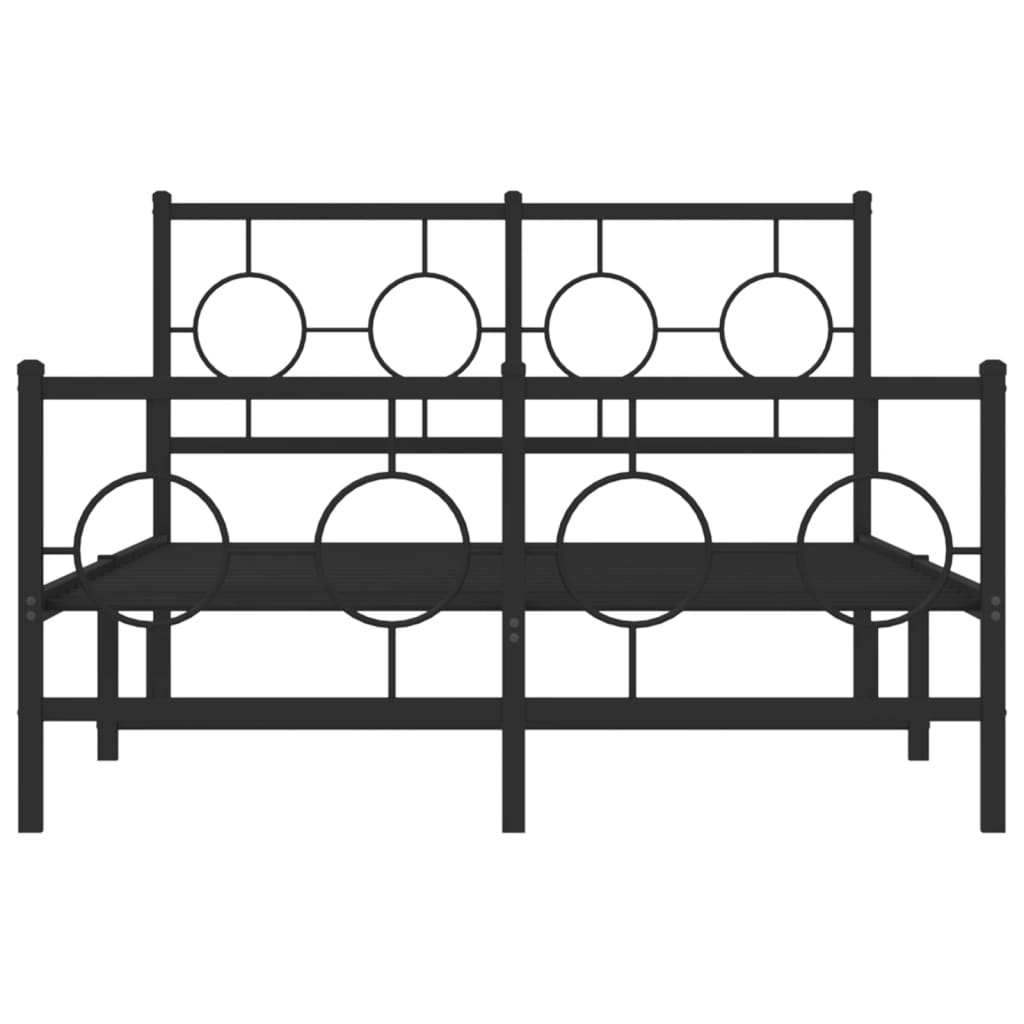 Bedframe Met Hoofd- En Voeteneinde Metaal Zwart 120 x 190 cm met hoofdbord & voetbord