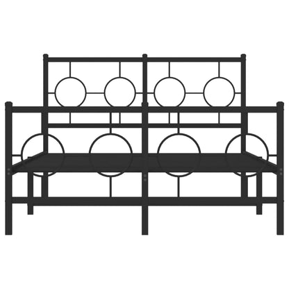 Bedframe Met Hoofd- En Voeteneinde Metaal Zwart 120 x 190 cm met hoofdbord & voetbord