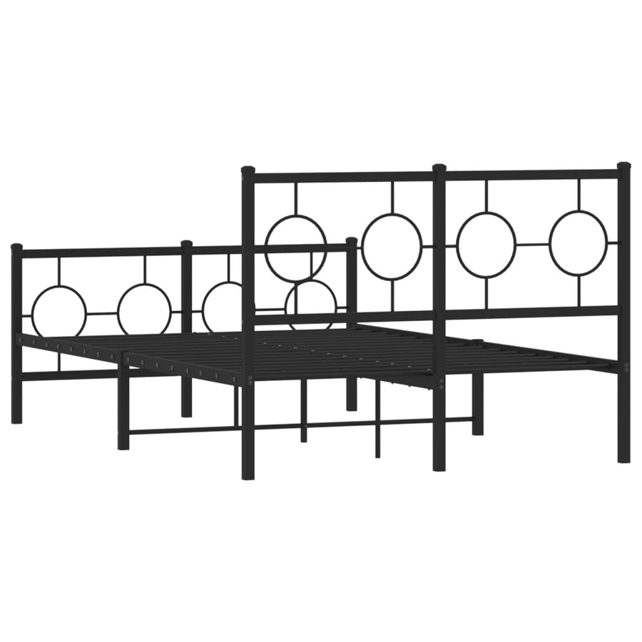 Bedframe Met Hoofd- En Voeteneinde Metaal Zwart 120 x 190 cm met hoofdbord & voetbord