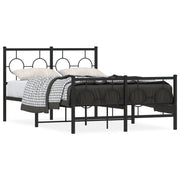 Black Metal Bed Frame with Headboard and Footboard 120x190 cm