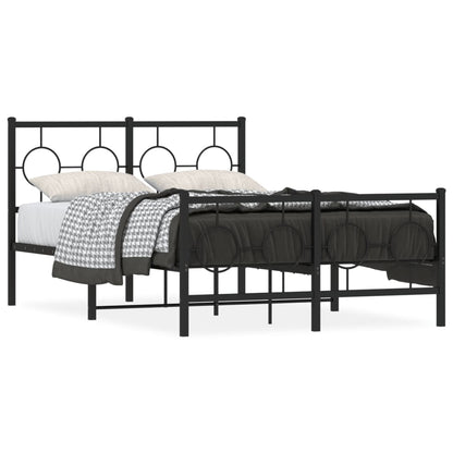 Bedframe Met Hoofd- En Voeteneinde Metaal Zwart 120 x 190 cm met hoofdbord & voetbord