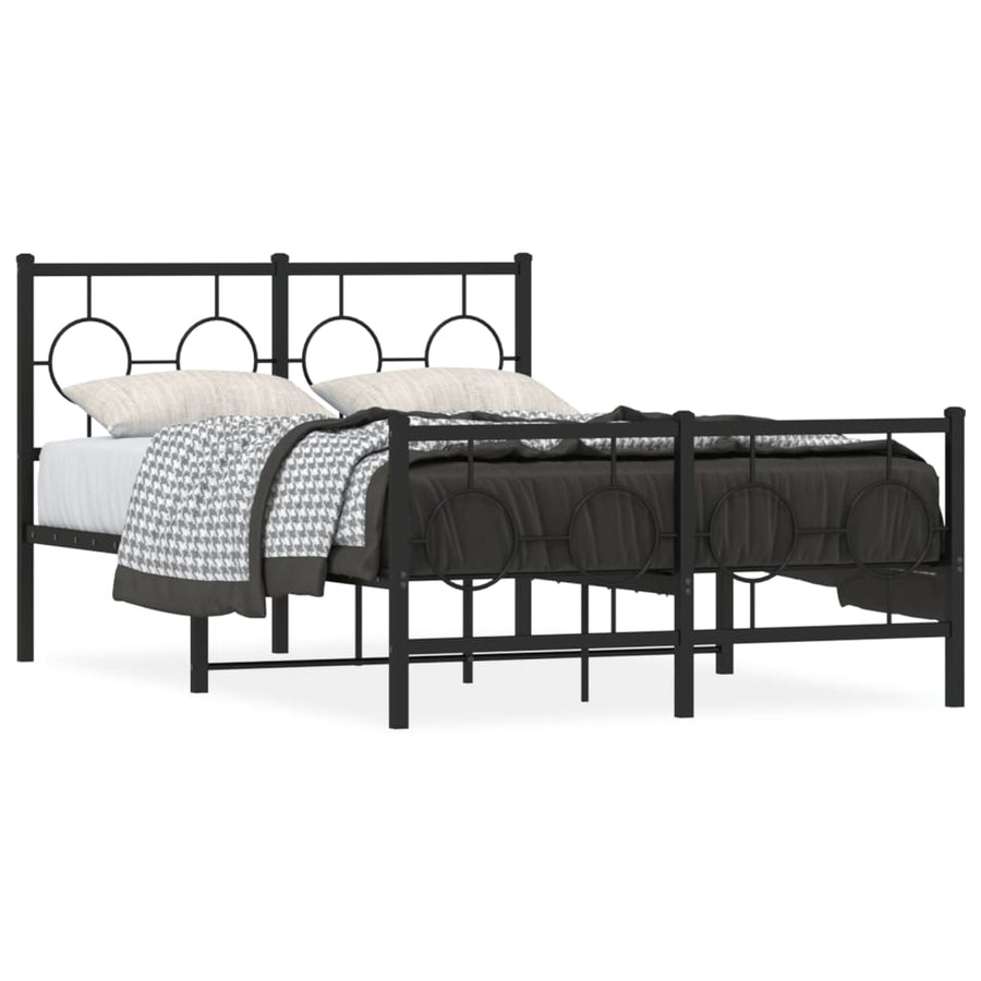 Bedframe Met Hoofd- En Voeteneinde Metaal Zwart 120 x 190 cm met hoofdbord & voetbord