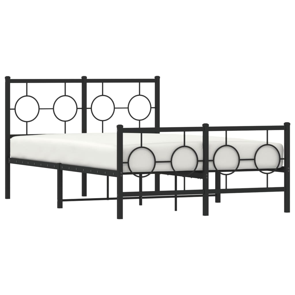 Bedframe Met Hoofd- En Voeteneinde Metaal Zwart 120 x 200 cm met hoofdbord & voetbord