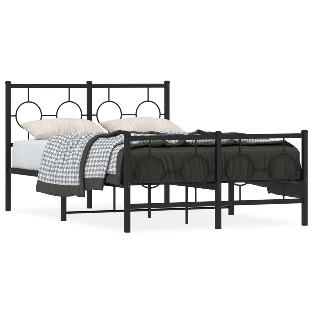 Bedframe Met Hoofd- En Voeteneinde Metaal Zwart 120 x 200 cm met hoofdbord & voetbord