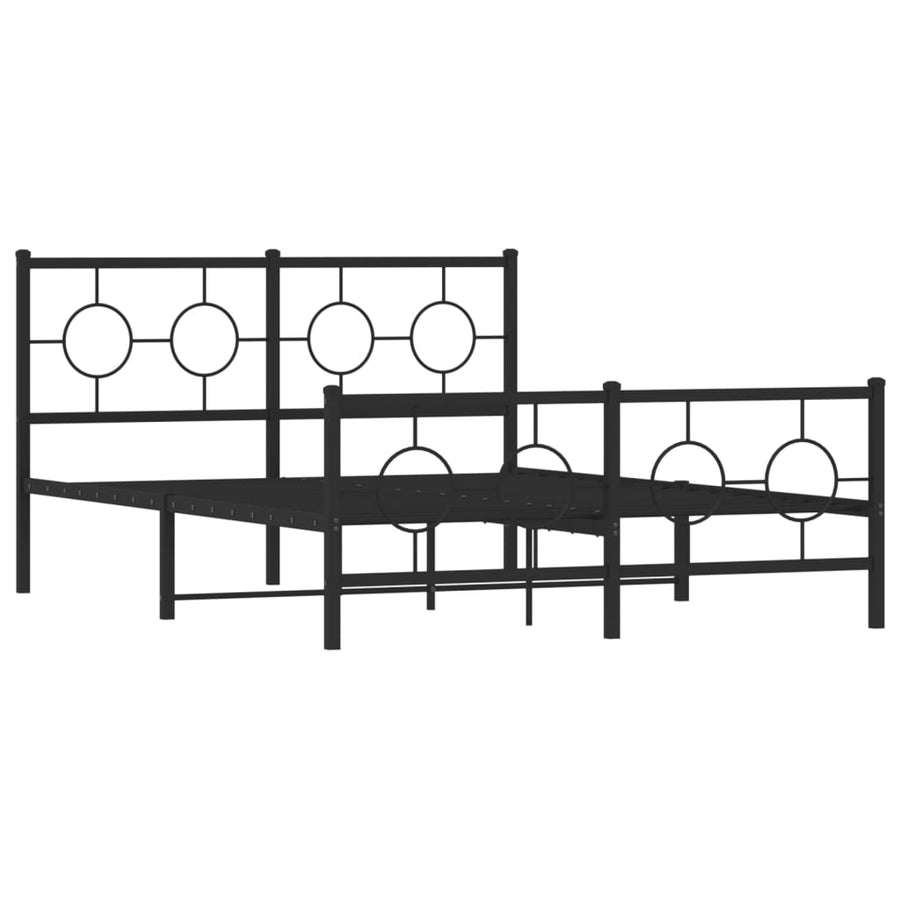 Bedframe Met Hoofd- En Voeteneinde Metaal Zwart 135 x 190 cm met hoofdbord & voetbord