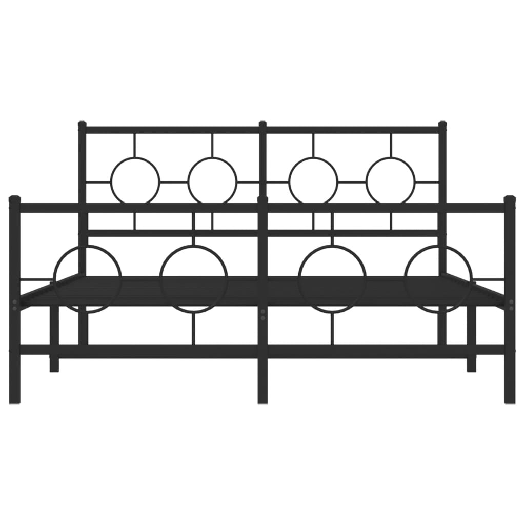 Bedframe Met Hoofd- En Voeteneinde Metaal Zwart 135 x 190 cm met hoofdbord & voetbord