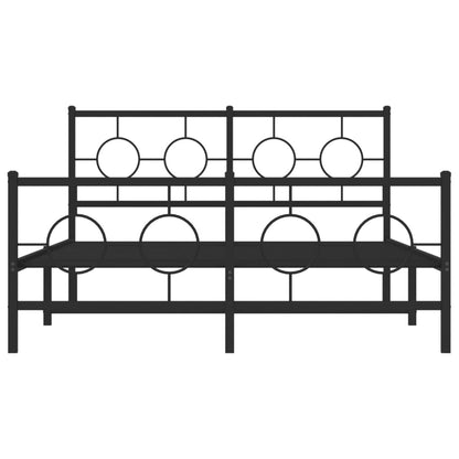 Bedframe Met Hoofd- En Voeteneinde Metaal Zwart 135 x 190 cm met hoofdbord & voetbord