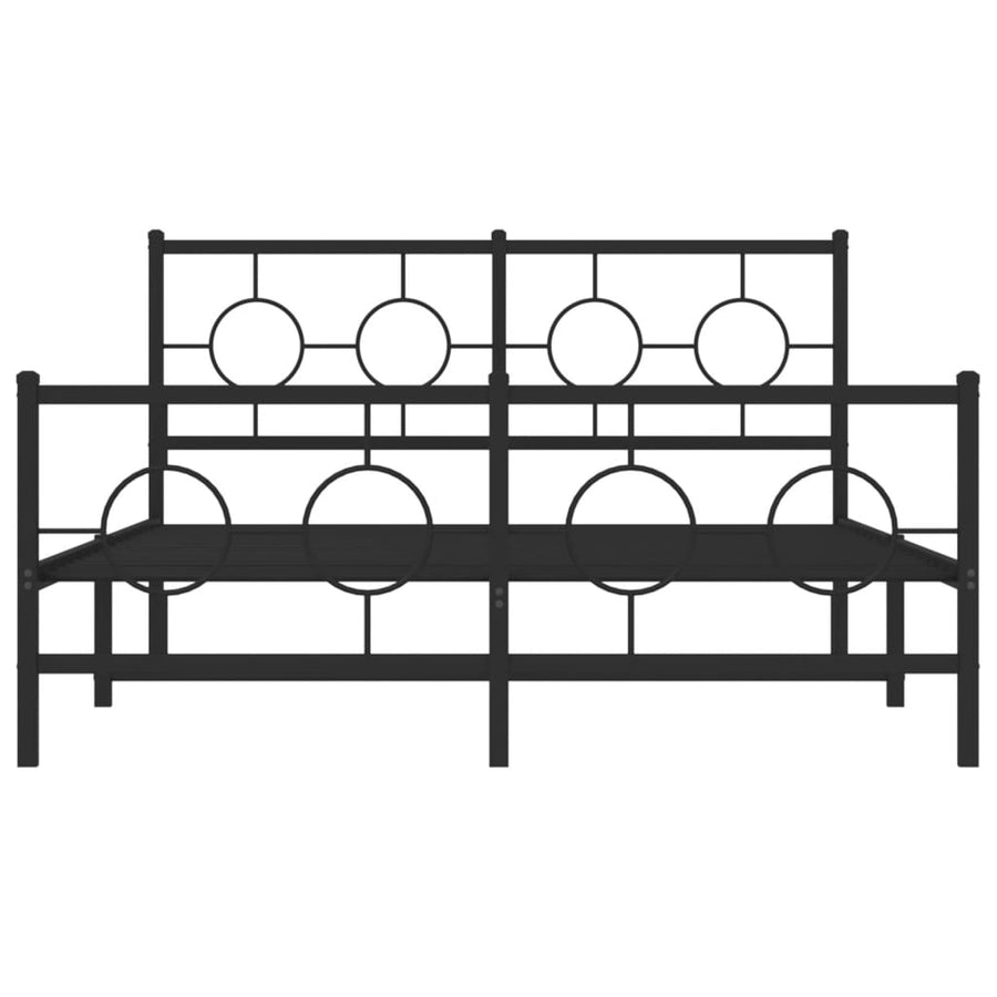 Bedframe Met Hoofd- En Voeteneinde Metaal Zwart 135 x 190 cm met hoofdbord & voetbord