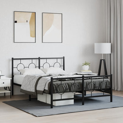 Bedframe Met Hoofd- En Voeteneinde Metaal Zwart 140 x 190 cm met hoofdbord & voetbord