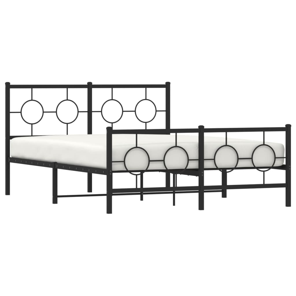 Bedframe Met Hoofd- En Voeteneinde Metaal Zwart 140 x 190 cm met hoofdbord & voetbord