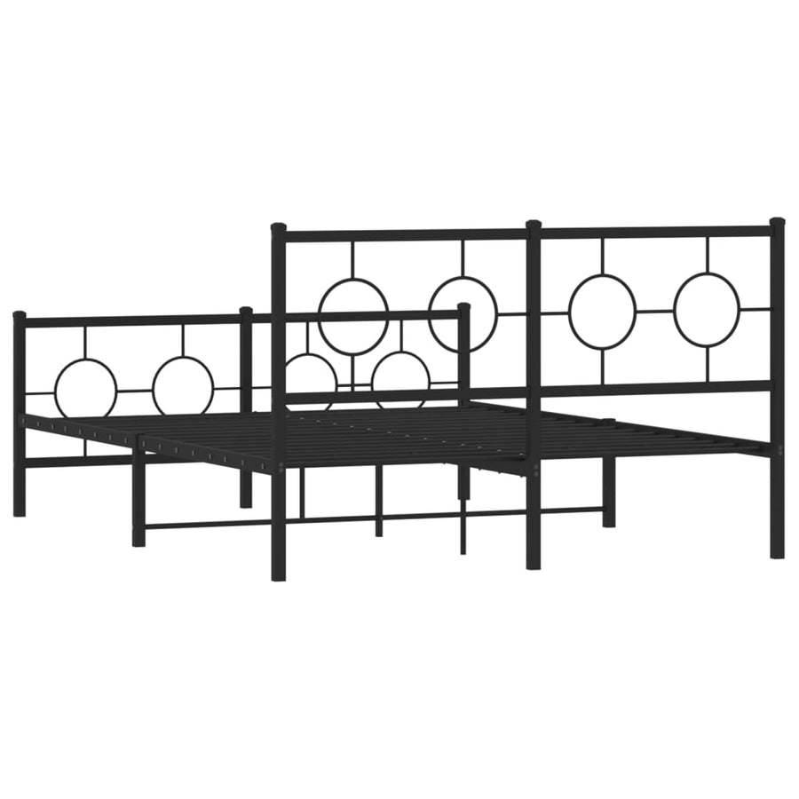 Bedframe Met Hoofd- En Voeteneinde Metaal Zwart 140 x 190 cm met hoofdbord & voetbord