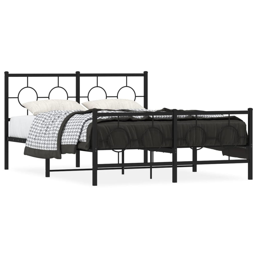 Bedframe Met Hoofd- En Voeteneinde Metaal Zwart 140 x 190 cm met hoofdbord & voetbord