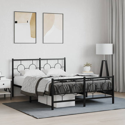 Bedframe Met Hoofd- En Voeteneinde Metaal Zwart 140 x 200 cm met hoofdbord & voetbord