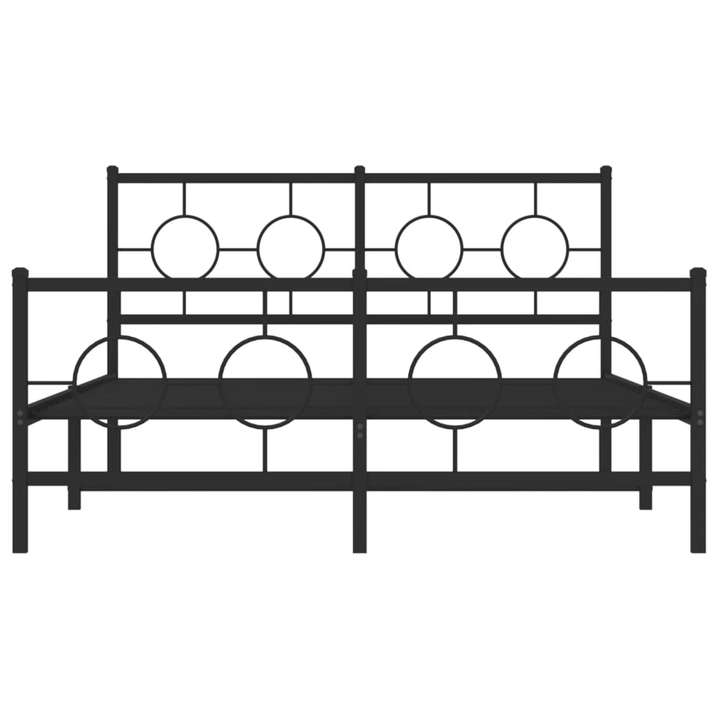 Bedframe Met Hoofd- En Voeteneinde Metaal Zwart 140 x 200 cm met hoofdbord & voetbord